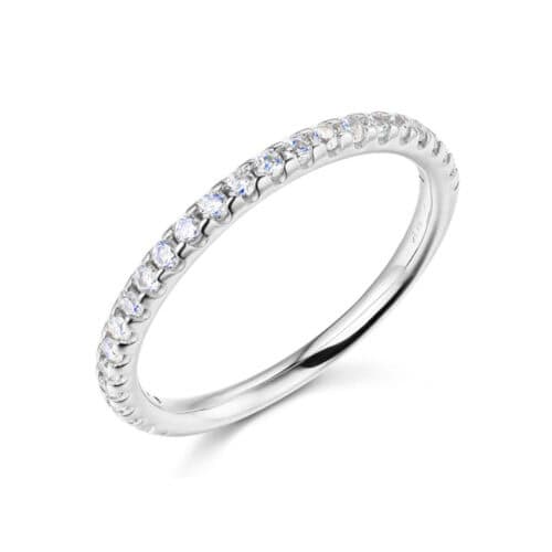 14K White Gold Cubic Zirconia Ladies Wedding Band