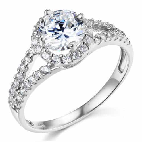 14K White Gold Cubic Zirconia Engagement Ring