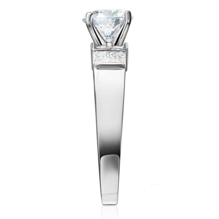 14K White Gold Cubic Zirconia 1 carat Round Stone Engagement Ring - Image 3
