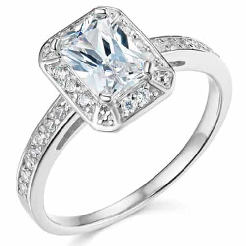 14K White Gold Cubic Zirconia Engagement Ring