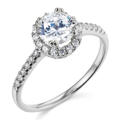 14K White Gold Cubic Zirconia Engagement Ring