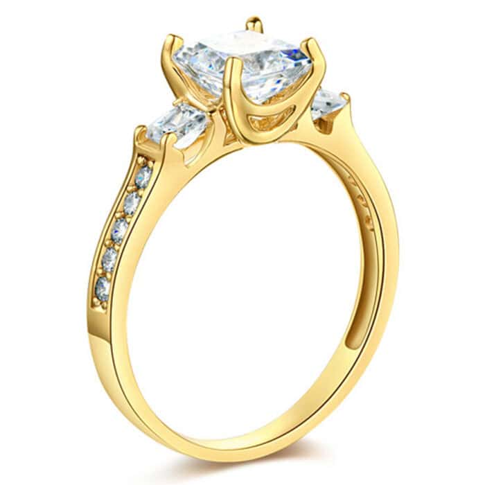 14K Yellow Gold Cubic Zirconia 1 carat Princess Stone Engagement Ring - Image 2