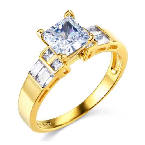 14K Yellow Gold 1 Carat Princess Stone  Engagement Ring