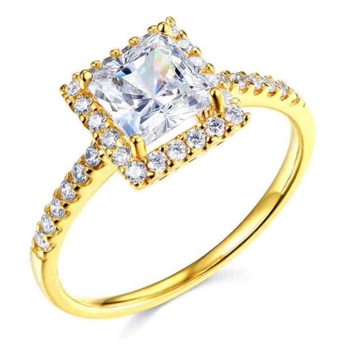 14K Yellow Gold Cubic Zirconia Engagement Ring