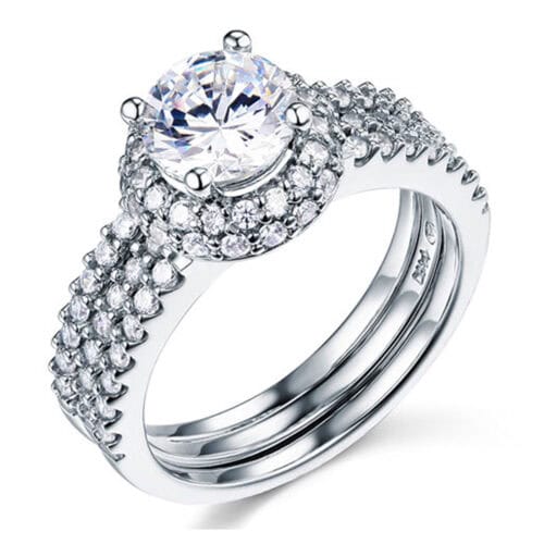 14K White Gold Cubic Zirconia Engagement Ring