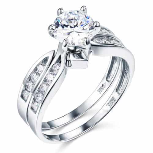 14K White Gold Cubic Zirconia Duo Set