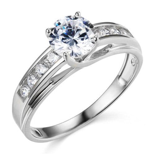 14K White Gold Cubic Zirconia Engagement Ring