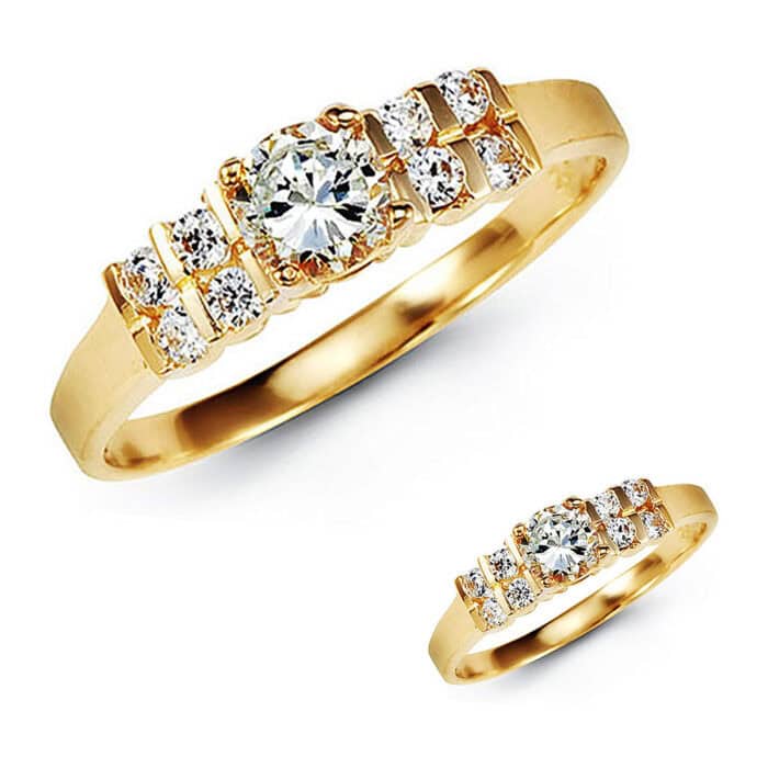 14K Yellow Gold Cubic Zirconia Engagement Ring - Image 2