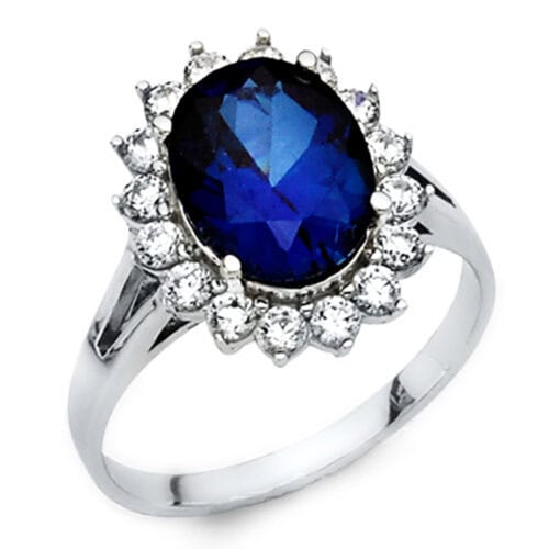 14K White Gold Cubic Zirconia Engagement Ring