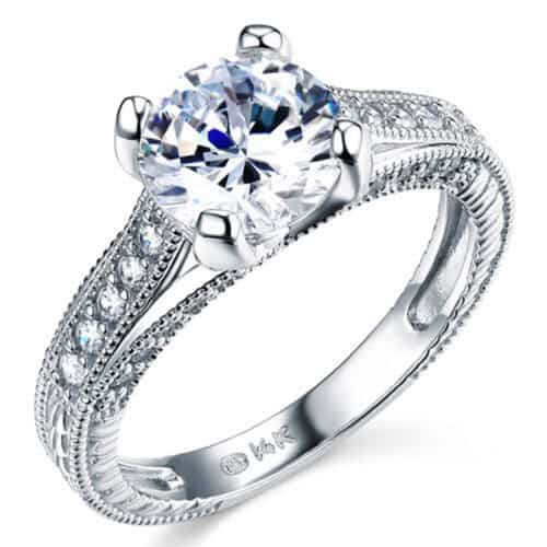 14K White Gold Cubic Zirconia Engagement Ring
