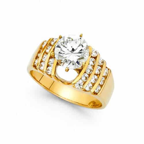 14K Yellow Gold Cubic Zirconia Engagement Ring