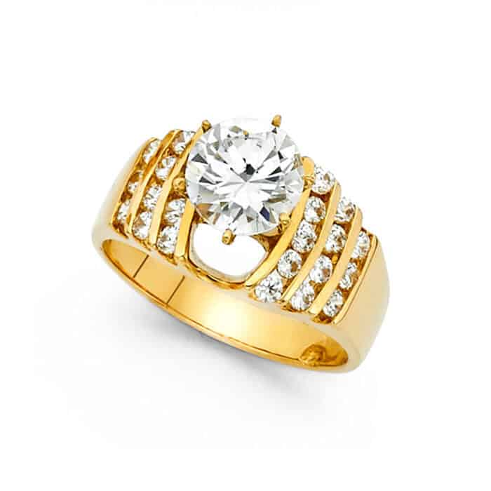 14K Yellow Gold Cubic Zirconia Engagement Ring