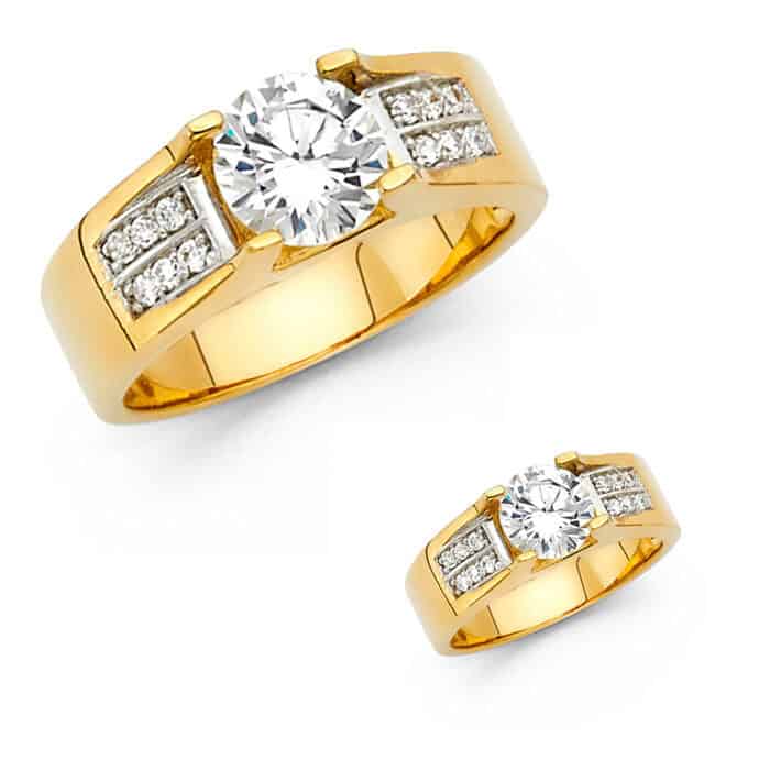 14K Yellow Gold Cubic Zirconia Engagement Ring - Image 3