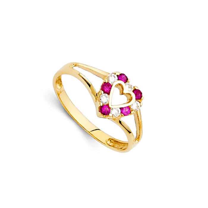 14K Yellow Gold Cubic Zirconia Babies Ring - Image 2