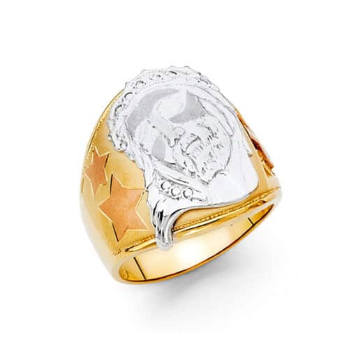 14K Tri Color Gold Cubic Zirconia Men's Ring