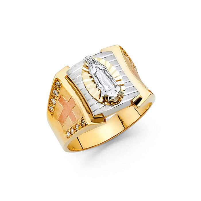14K Two Tone Gold Cubic Zirconia Men's Ring