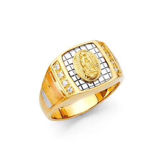 14K Two Tone Gold Cubic Zirconia Men's Ring