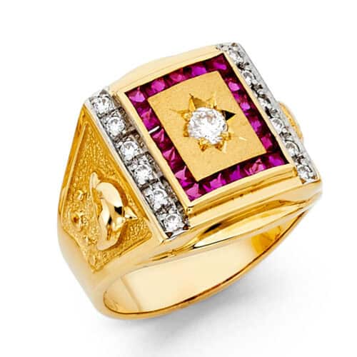 14K Yellow Gold Cubic Zirconia Men's Ring