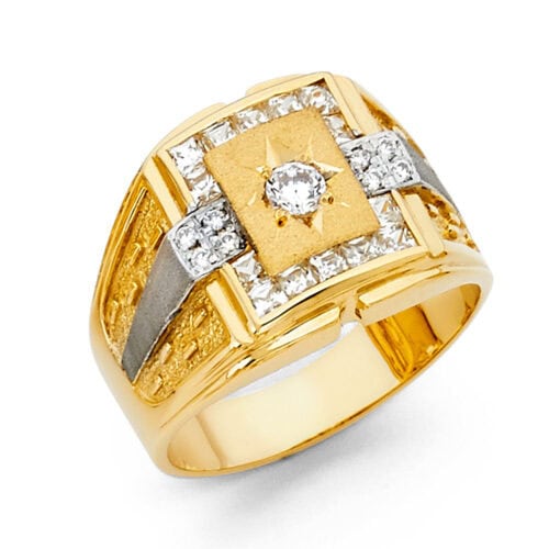 14K Yellow Gold Cubic Zirconia Men's Ring