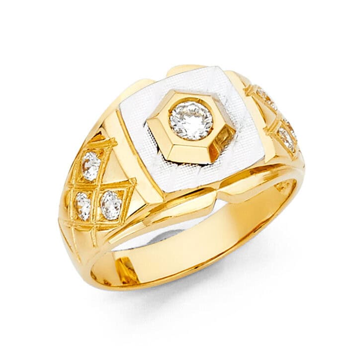 14K Yellow Gold Cubic Zirconia Men's Ring