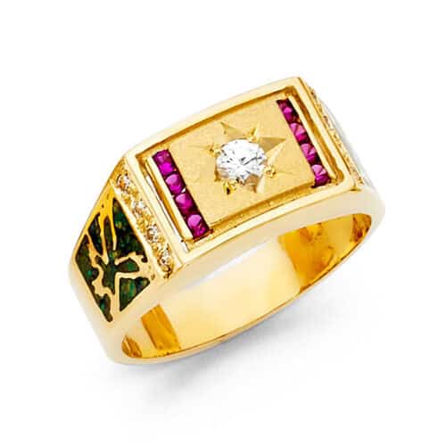 14K Yellow Gold Cubic Zirconia Men's Ring