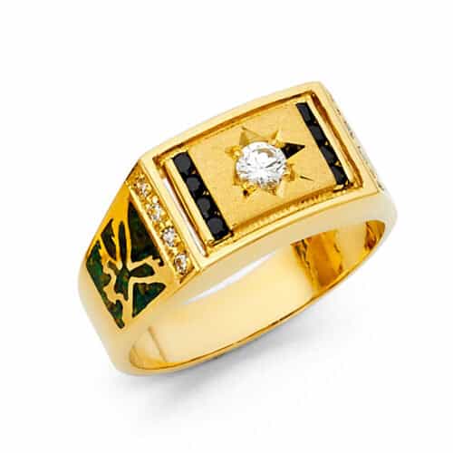 14K Yellow Gold Cubic Zirconia Men's Ring