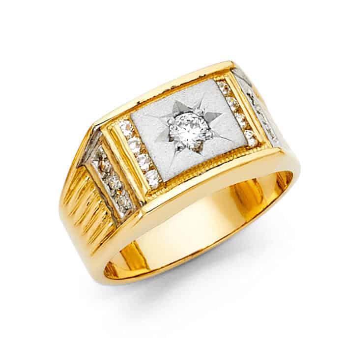 14K Yellow Gold Cubic Zirconia Men's Ring