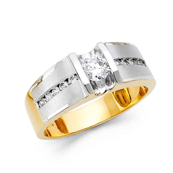 14K Yellow Gold Cubic Zirconia Men's Ring