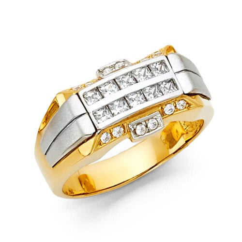 14K Yellow Gold Cubic Zirconia Men's Ring