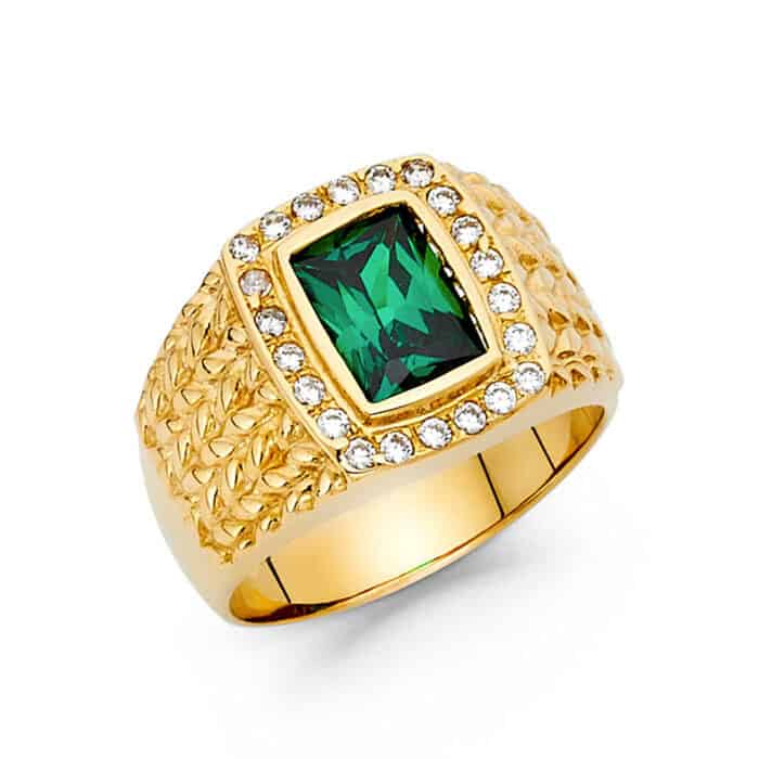 14K Yellow Gold Cubic Zirconia Men's Ring