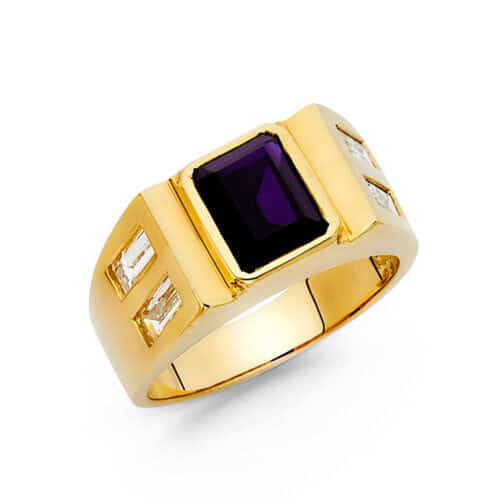 14K Yellow Gold Cubic Zirconia Men's Ring
