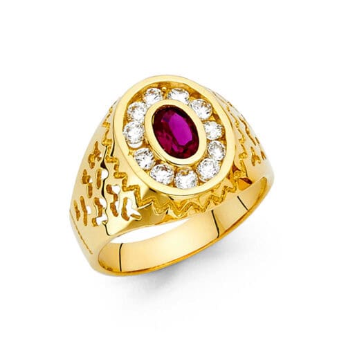14K Yellow Gold Cubic Zirconia Men's Ring