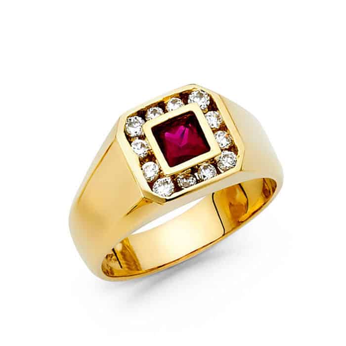14K Yellow Gold Cubic Zirconia Men's Ring