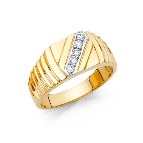 14K Yellow Gold Cubic Zirconia Men's Ring