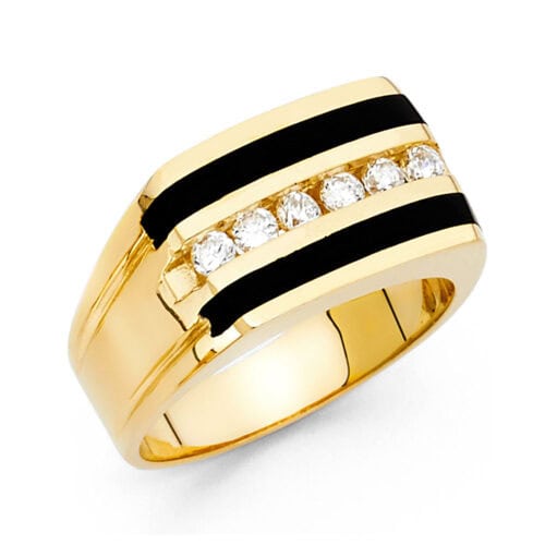 14K Yellow Gold Onyx Men's Ring