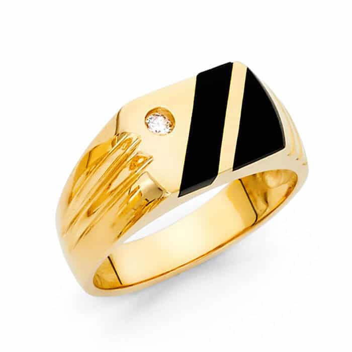14K Yellow Gold Onyx Men's Ring