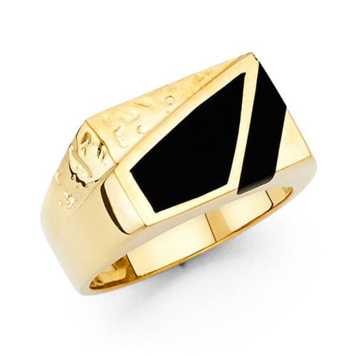 14K Yellow Gold Onyx Men's Ring