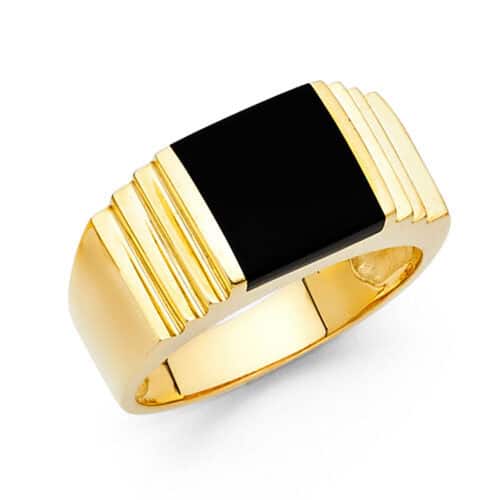 14K Yellow Gold Onyx Men's Ring