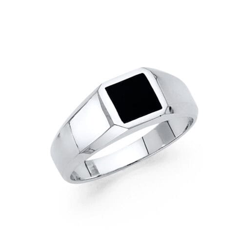 14K White Gold Onyx Ring