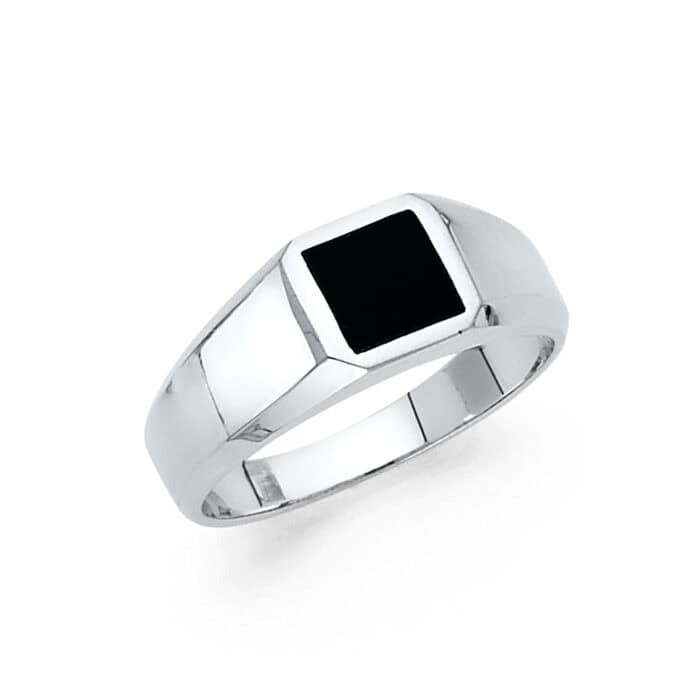 14K White Gold Onyx Ring