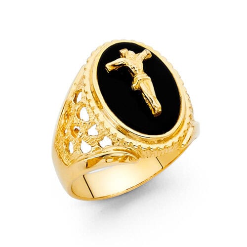 14K Yellow Gold Onyx Men's Ring