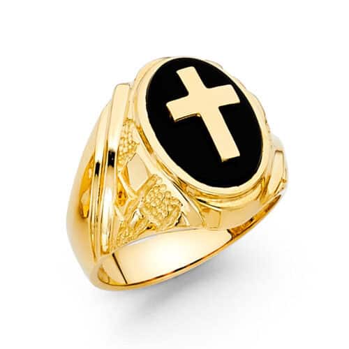 14K Yellow Gold Onyx Men's Ring