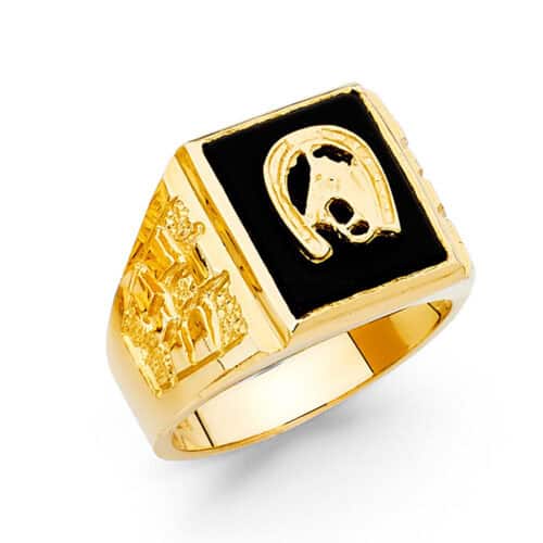 14K Yellow Gold Onyx Men's Ring