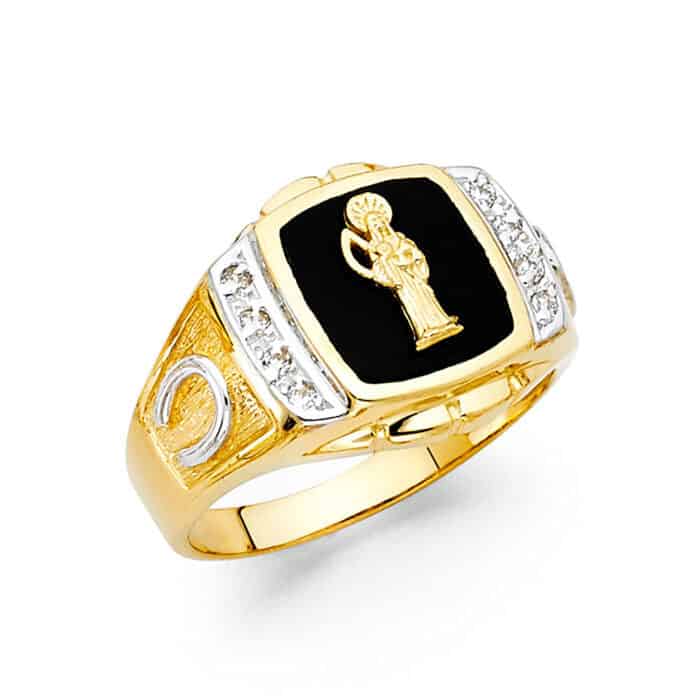 14K Yellow Gold Onyx Men's Ring