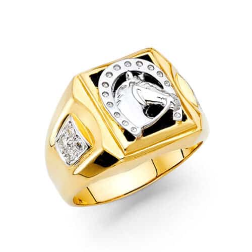 14K Yellow Gold Onyx Men's Ring