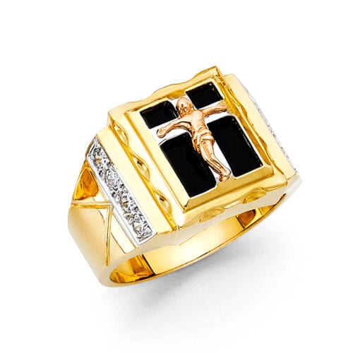 14K Yellow Gold Onyx Men's Ring