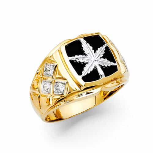 14K Yellow Gold Onyx Men's Ring