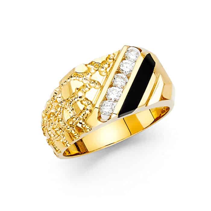14K Yellow Gold Onyx Men's Ring