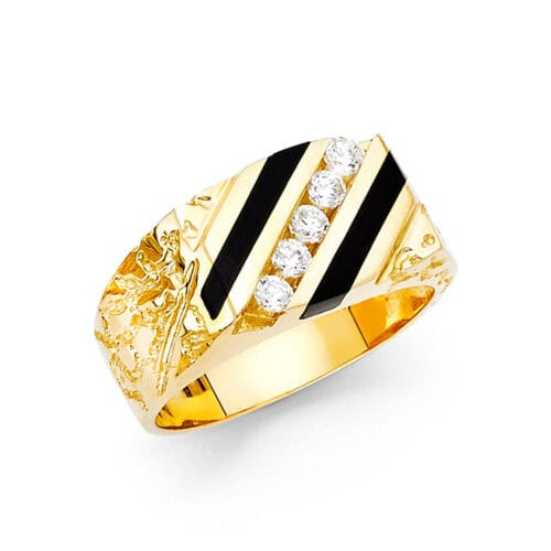 14K Yellow Gold Onyx Men's Ring