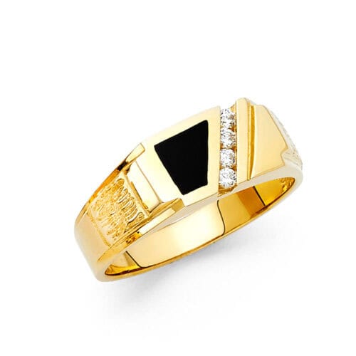 14K Yellow Gold Onyx Men's Ring